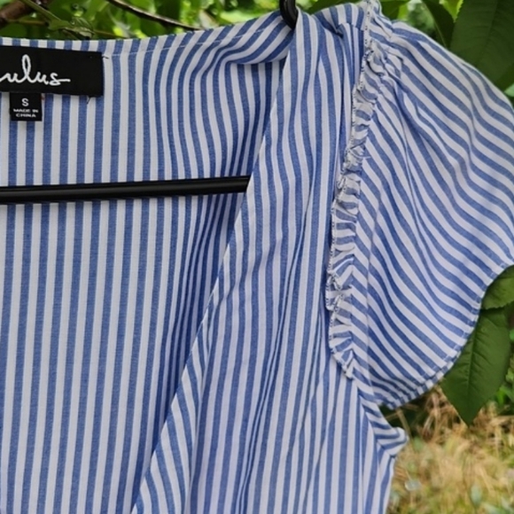 LULU'S, Women's Summer, Vacation, Seaport Light Blue and White Striped Dress - Picture 7 of 7